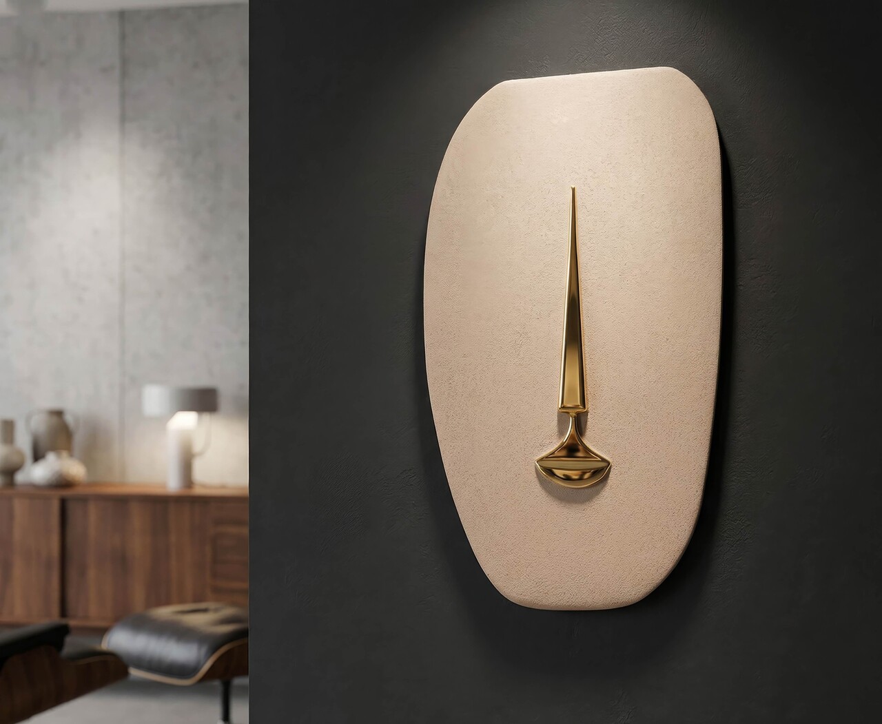 Decoratiune de perete, Mauro Ferretti, Lagos, 25x6.5x39.5 cm, ceramica, maro/auriu - imagine 7